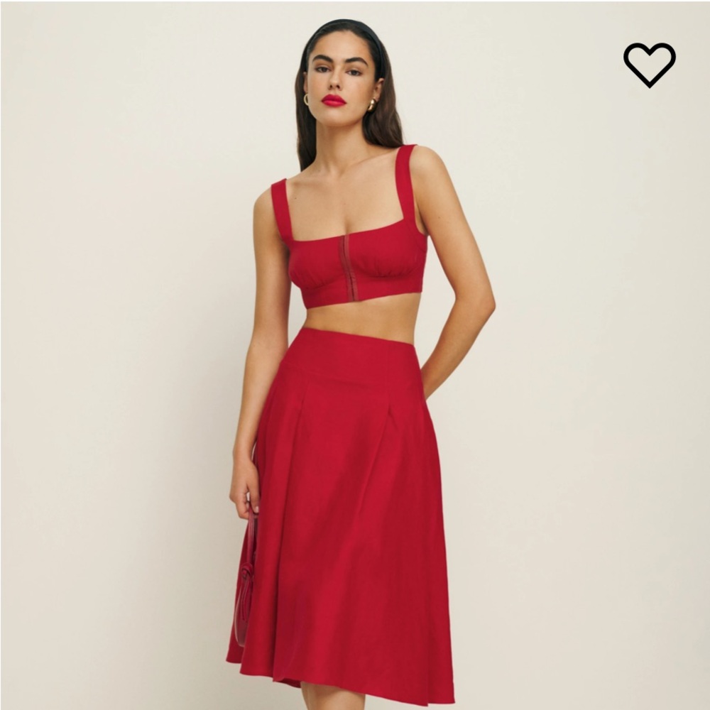 Reformation Red Two-Piece Skirt Set